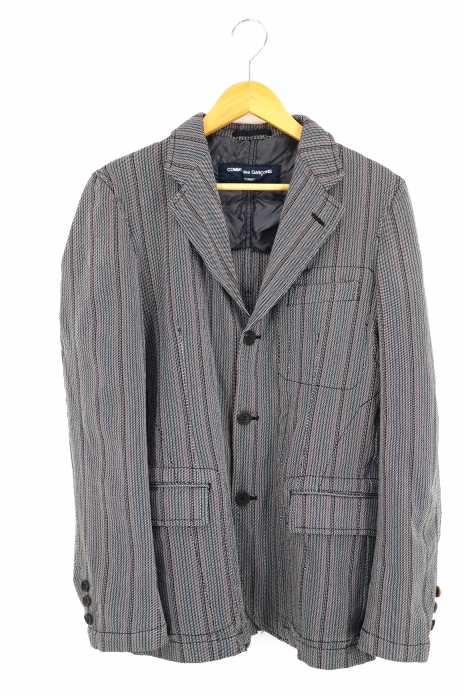 COMME des GARCONS HOMME （コムデギャルソンオム） AD2005 06SS エステル縮絨加工マルチストライプ3Bテーラードジャケット メンズ アウター