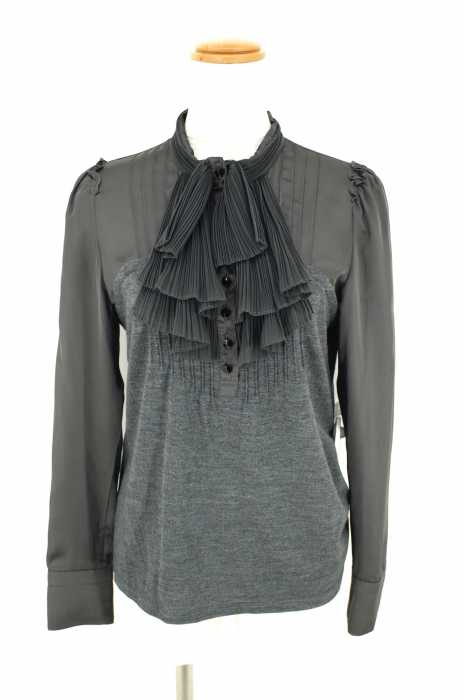 BODY DRESSING Deluxe (ボディドレッシングデラックス) シフォン切替プリーツリボンブラウス レディース トップス