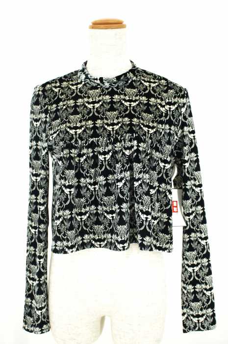 ZARA WOMAN （ザラ ウーマン） バックジップハイネック花柄ベロアショートトップス レディース トップス
