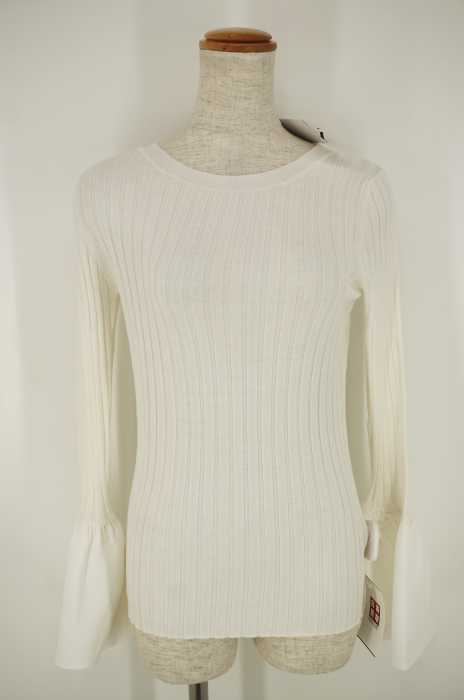 N.NATURAL BEAUTY BASIC(エヌ ナチュラルビューティベーシック) 17SS ジョーゼットフレアスリーブリブニット レディース トップス