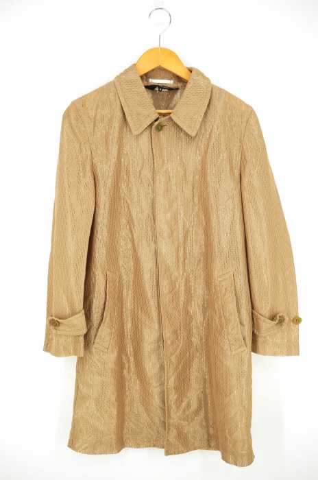 COMME des GARCONS HOMME PLUS (コムデギャルソンオムプリュス) AD2007 08SS Super Imposition期 染色加工織柄ステンカラーコート メンズ アウター