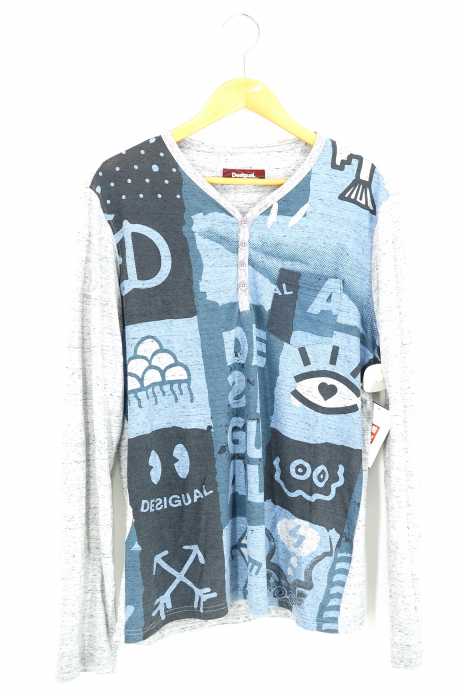 Desigual（デシグアル） 総柄ヘンリーネックカットソー メンズ トップス