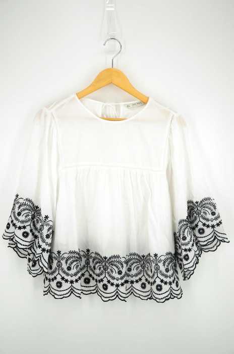 ZARA BASIC (ザラベーシック) 刺繍ブラウス レディース トップス