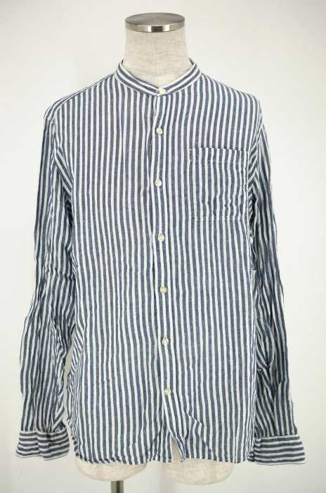 Gap （ギャップ） リネン混ストライプ柄バンドカラーシャツ メンズ トップス
