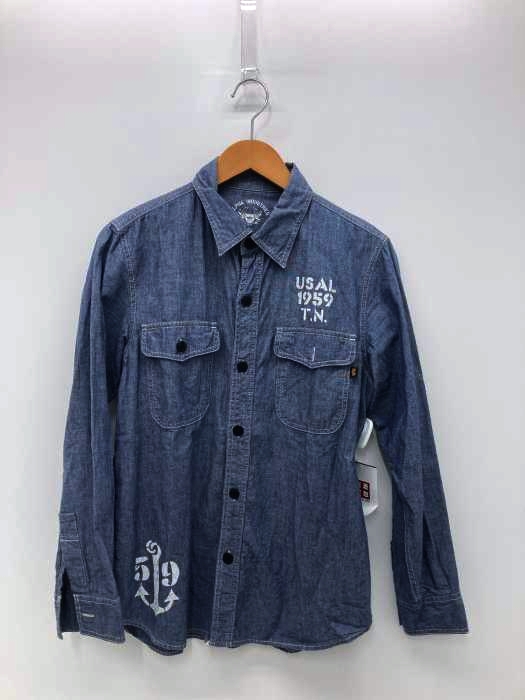 ALPHA INDUSTRIES(アルファインダストリーズ) プリント シャンブレーシャツ メンズ トップス