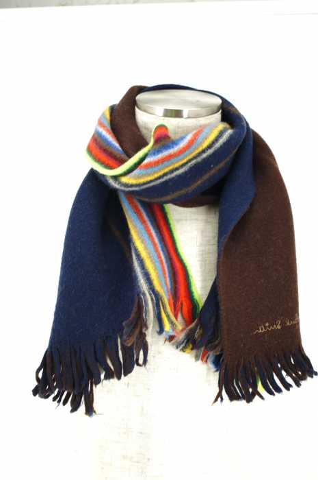 Paul Smith （ポールスミス） ウールマルチストライプフリンジマフラー メンズ ファッション雑貨