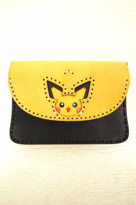 Ojaga design () 雷キャラクターレザーカードケース メンズ ファッション雑貨