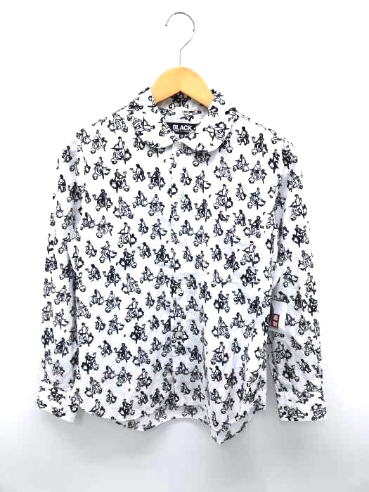 BLACK COMME des GARCONS(ブラックコムデギャルソン) 総柄丸襟コットンシャツ メンズ トップス