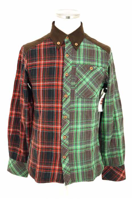 Columbia （コロンビア） フェイクレザー切替チェックシャツ メンズ トップス