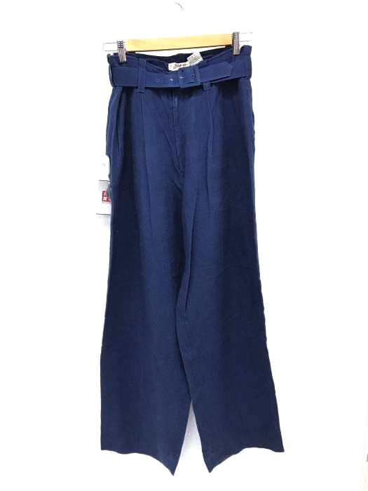 USED古着（ユーズドフルギ） ベルト付インディゴ染リネンワイドスラックス メンズ パンツ
