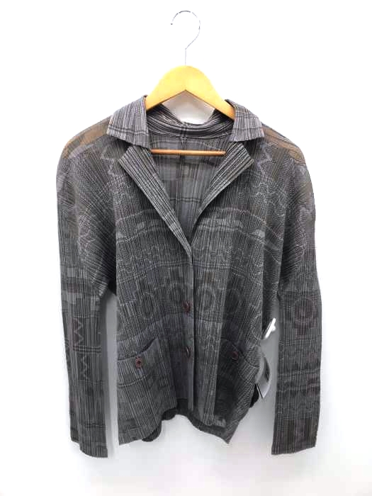 PLEATS PLEASE ISSEY MIYAKE（プリーツプリーズイッセイミヤケ） 総柄メッシュ切替プリーツジャケット レディース アウター