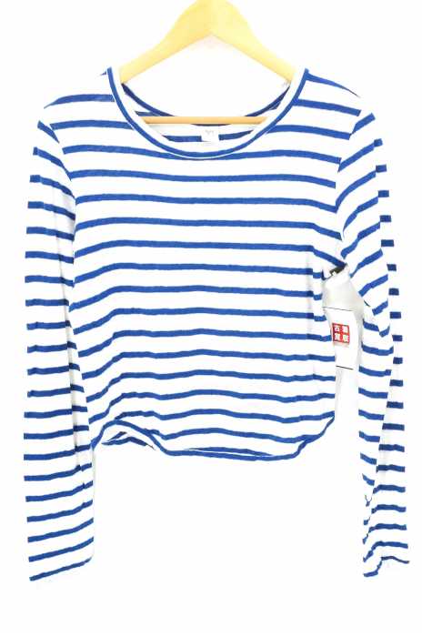 Ys （ワイズ） 14SS リネン混ボーダー柄クルーネックカットソー レディース トップス