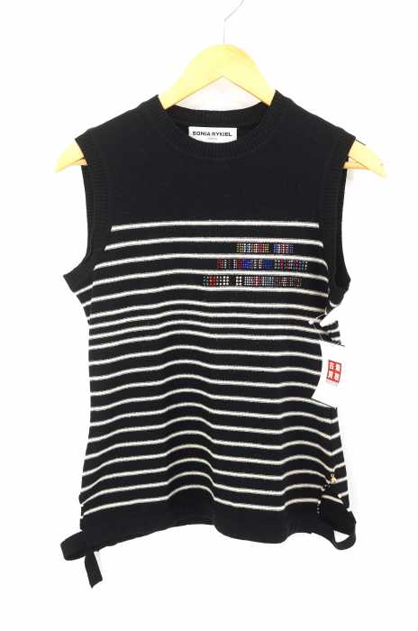 SONIA RYKIEL(ソニアリキエル) ラインストーン装飾 ボーダーニットベスト レディース トップス
