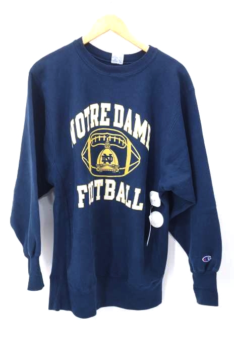 Champion（チャンピオン） 90S USA製 刺繍タグ NORTEDAME FOOTBALL ラバー3段カレッジプリントスウェット メンズ トップス