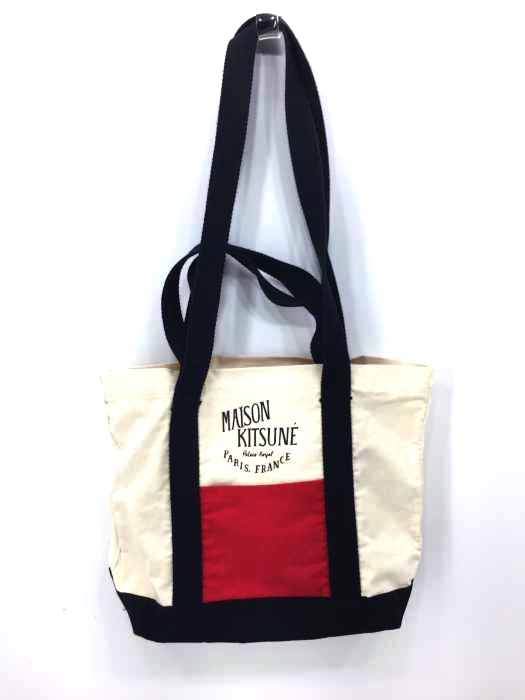 maison kitsune(メゾンキツネ) COLOR-BLOCK SMALL SHOPPING BAG メンズ バッグ