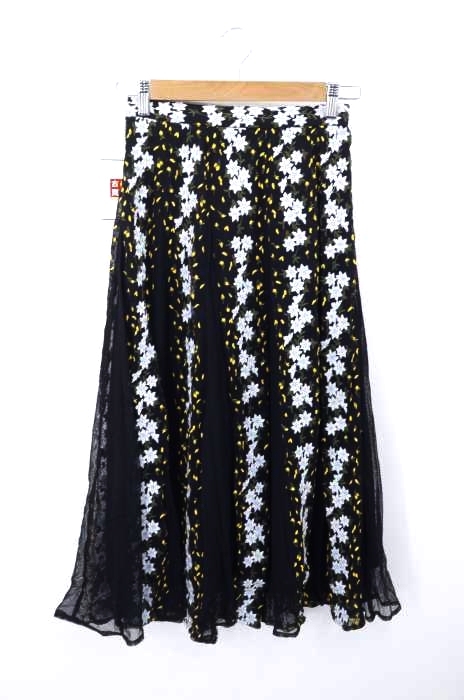 Neela（ニーラ） レース切り替え花柄刺繍スカート レディース スカート