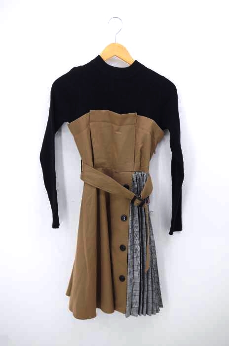 CECIL McBEE(セシルマクビー) プリーツチェックスカート切替レイヤードワンピース レディース ワンピース