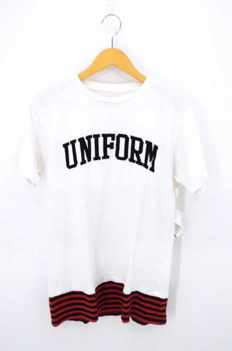 uniform experiment（ユニフォームエクスペリメント） ARCH LOGO FAKE LAYERD HEM BORDER TEE メンズ トップス
