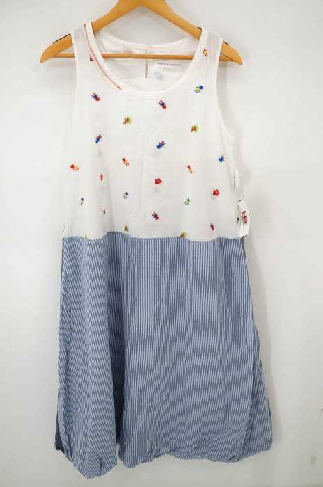 Tori To Beamsboy トリト ビームスボーイ ストライプ切替刺繍ノースリーブワンピース レディース ワンピース ブランド古着買取販売バズストア