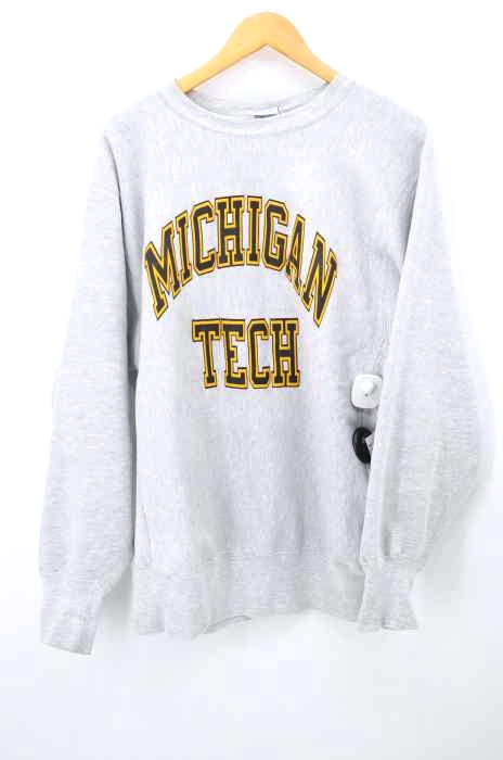 Champion（チャンピオン） 90S USA製 刺繍タグ REVERSE WEAVE MICHIGAN TECH ラバー2段カレッジプリントスウェット メンズ トップス