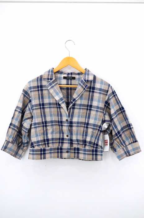 w closet (ダブルクローゼット) チェック柄ショート丈開襟シャツ レディース トップス