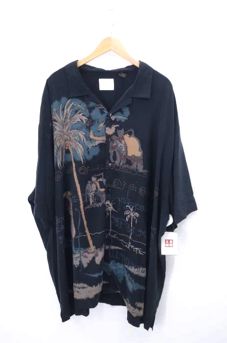 USED古着（ユーズドフルギ） OLD 絵画プリントシルクオープンカラーシャツ メンズ トップス