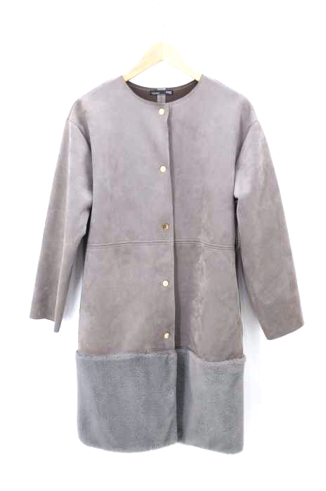 ZARA（ザラ） 素材切替ノーカラーコート レディース アウター