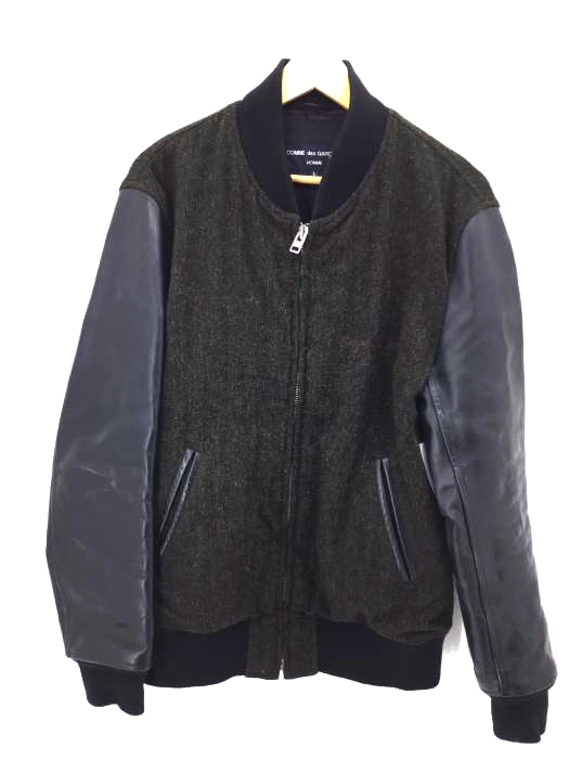 COMME des GARCONS HOMME（コムデギャルソンオム） AD2011 アームレザーツイードスタジャン メンズ アウター