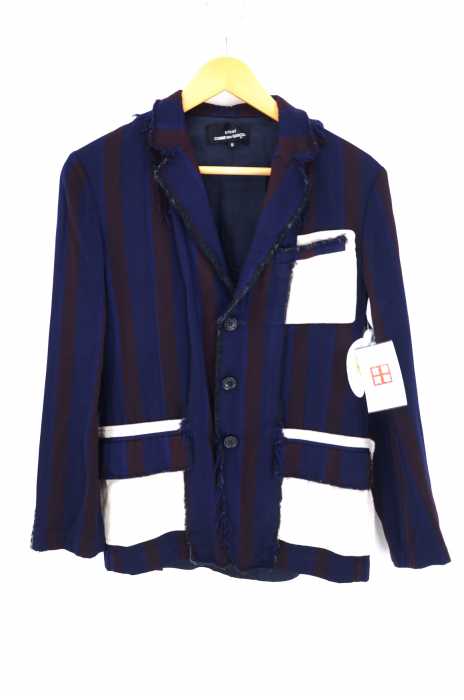 tricot COMME des GARCONS (トリココムデギャルソン) 製品染めウール切替カットオフテーラードジャケット レディース アウター