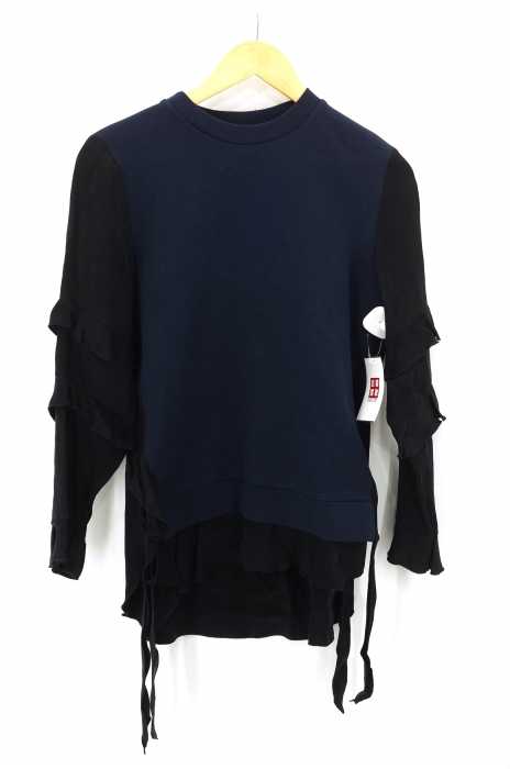 ZARA WOMAN （ザラ ウーマン） フリル異素材切替スウェット レディース トップス