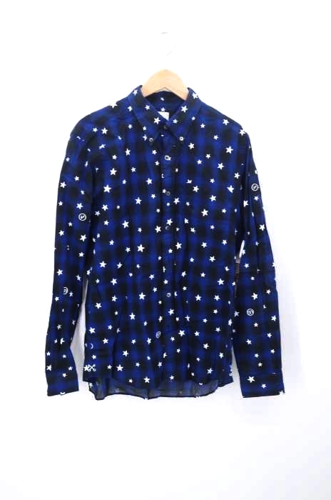 uniform experiment（ユニフォームエクスペリメント） STAR PRINT FINE LOAN CHECK B.D SHIRT スタープリント チェックボタンダウンシャツ メンズ トップス