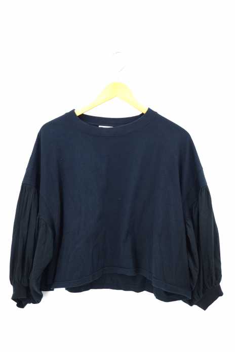 H（アッシュ） ボリューム袖切替クルーネックTシャツ レディース トップス