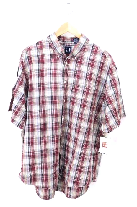 USED古着(ユーズドフルギ) 90s オールドgap コットンリネン半袖チェックシャツ メンズ トップス