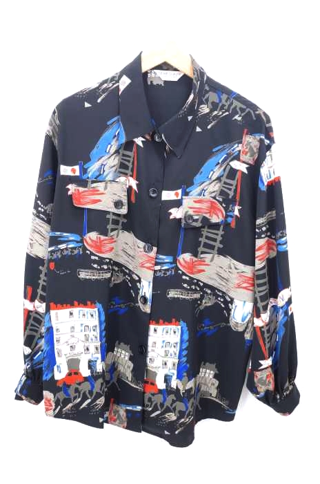 USED古着（ユーズドフルギ） REINE CLAUDE 総柄ロングスリーブシャツ レディース トップス