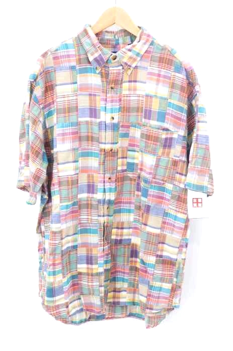 LANDS END（ランズエンド） 90S 半袖パッチワークシャツ メンズ トップス