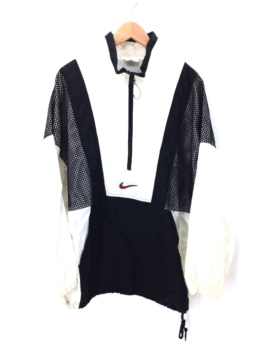 NIKE（ナイキ） 90S 銀タグ スウォッシュ刺繍 メッシュ切替 ハーフジップナイロンジャケット メンズ アウター