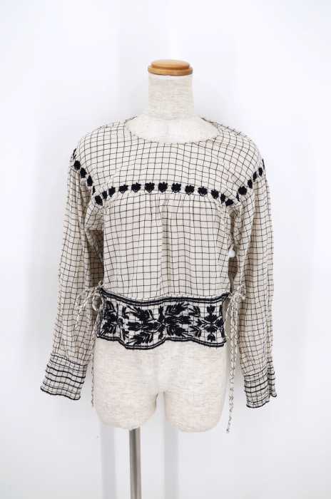 ZARA trafaluc(ザラトラファルック) チェック柄刺繍ブラウス レディース トップス