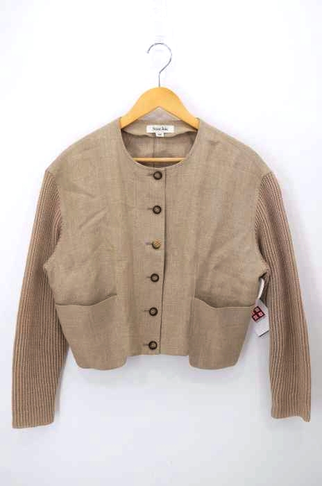 Saint joie（サンジョア） ニット切替リネンノーカラージャケット レディース アウター