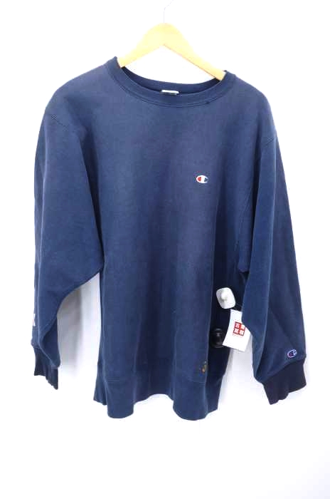 Champion(チャンピオン) 90S USA製 REVERSE WEAVE 目刺繍 バックキャラクタープリント クルーネックスウェット リブツートーン メンズ トップス