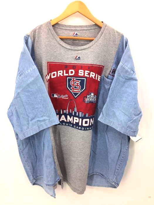 MAJESTIC(マジェスティック) 再構築デニム半袖Tシャツ メンズ トップス