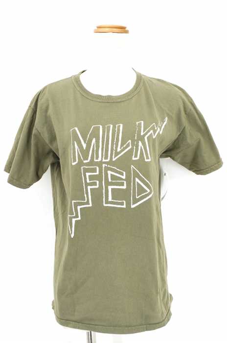 MILKFED. (ミルクフェド) S/S TEE JAGGY ロゴプリント クルーネック Tシャツ レディース トップス