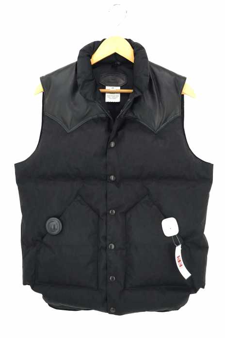 Rocky Mountain FeatherBed Co. for BEAMS（ロッキー マウンテン フェザーベッド ビームス） レザー切り替えダウンベスト メンズ アウター