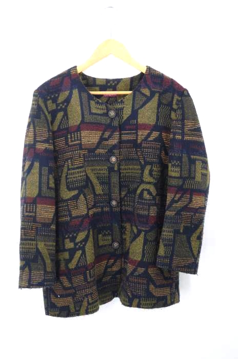 USED古着（ユーズドフルギ） sanpatic 総柄ノーカラージャケット レディース アウター