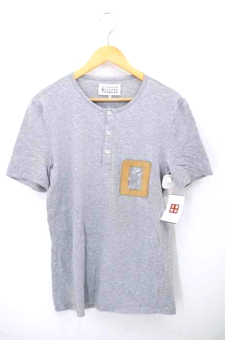 Maison Margiela(メゾンマルジェラ) カウレザーポケット ヘンリーネックTシャツ メンズ トップス