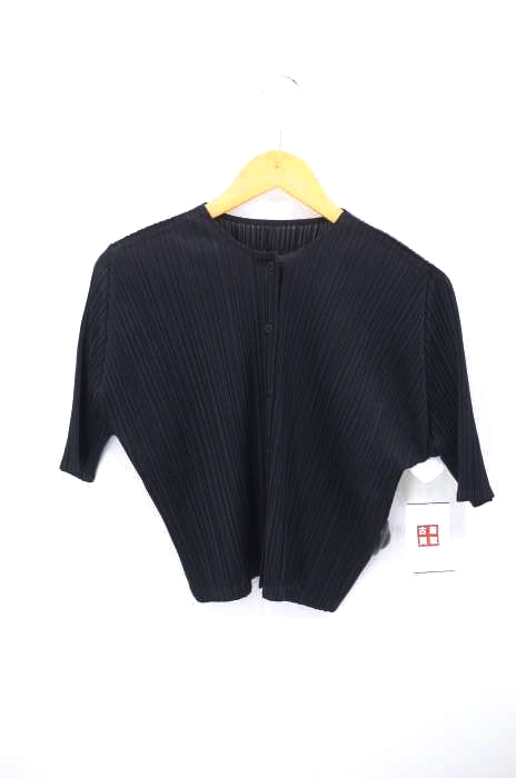 PLEATS PLEASE ISSEY MIYAKE（プリーツプリーズイッセイミヤケ） プリーツ加工ノーカラーブラウス レディース トップス
