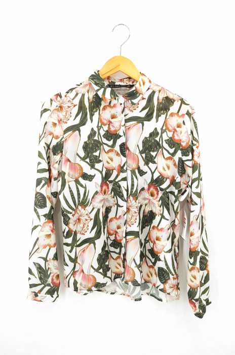 ZARA BASIC (ザラベーシック) 花柄シフォンシャツブラウス レディース トップス