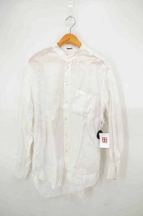 120%LINO(リノ) MADE IN ITALY バンドカラーリネンロングシャツ メンズ トップス