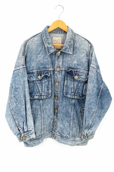 USED古着  （ユーズドフルギ） ケミカルウォッシュ デニムジャケット メンズ アウター