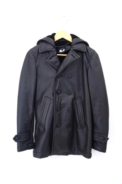 COMME des GARCONS HOMME PLUS(コムデギャルソンオムプリュス) 12AW フード付きフェイクムートンダブルブレストコート メンズ アウター