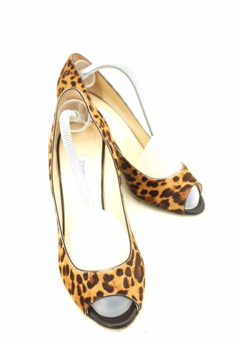 JIMMYCHOO（ジミーチュウ） オープントゥレオパード柄ハラコパンプス ウェッジソール レディース シューズ